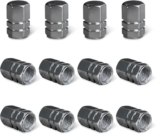 Vista 7 de Ziciner 8 PCS Tapas de Vástago de Válvula de Neumático de Coche, Cubiertas de Válvula de Rueda de Aleación de Aluminio con Anillo O de Goma, Juego