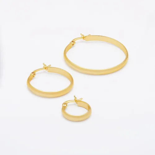 Vista 4 de Tienda Essentials Aro de cúpula pulida chapada en oro de 14 quilates o plata