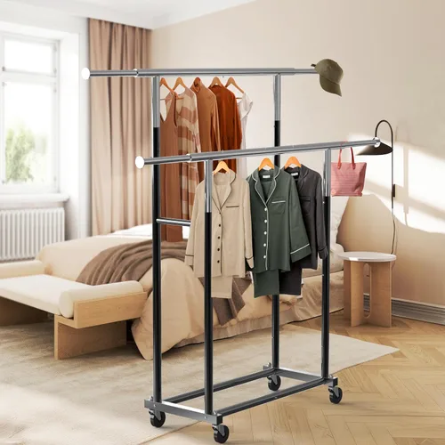 Vista 3 de Simple Houseware Perchero estándar de doble barra, negro