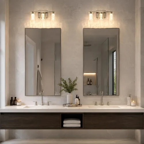 Vista 9 de Lámparas de tocador de baño sobre espejo, revestimiento de acabado dorado cepillado, luces de tocador, apliques de pared para baño Bathroom Light