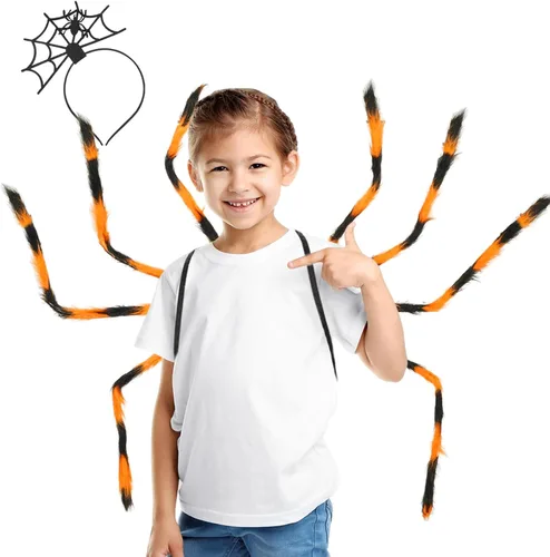 Vista 3 de Halloween Spider Backpack Spiderweb Headband Costume Halloween Giant Spider Decorations Funny Candy Bag