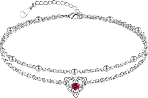 Vista 167 de CHIC & ARTSY Tobilleras delicadas de plata de ley S925 para verano, pulsera de tobillo ajustable multicapa para playa, joyería de pie para mujer