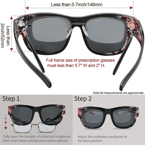 Vista 5 de The Fresh - Lentes de sol polarizados, de alta definición y envolventes para uso sobre anteojos - Estuche de piel para anteojos