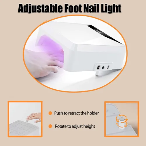 Vista 3 de Lámpara de pie UV, lámpara UV recargable de 78 W para pies, secador de uñas LED con soporte telescópico oculto, esmalte de uñas inalámbrico