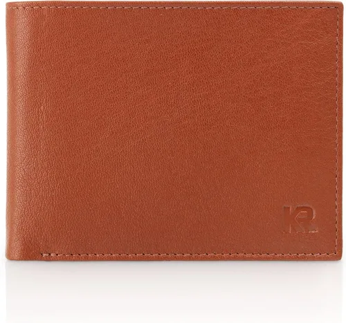 Vista 3 de KRONIFY Men's Leather Wallet RFID Blocking Bifold Trifold Wallet Landscape Format Coin Pocket 13 Card Slots Reinforced Seam Gift Box Included