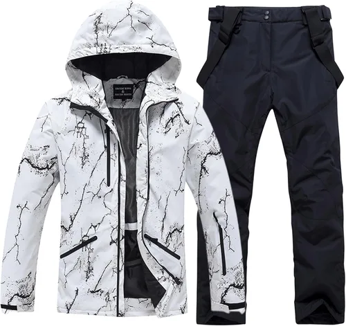 Vista 13 de Conjunto de chaqueta y pantalón de esquí para hombre, trajes de esquí impermeables para hombre, chaqueta de snowboard, traje de nieve cálido