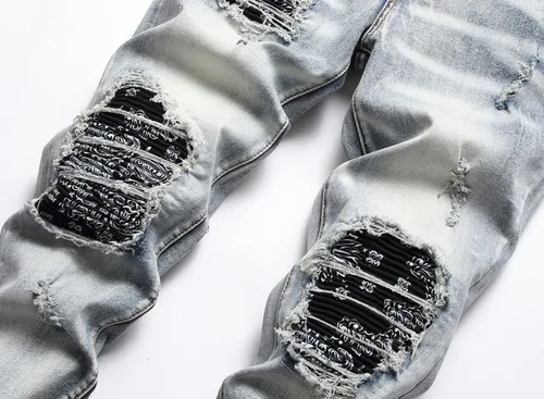 Vista 3 de OIIIO Jeans de ajuste regular y elásticos para hombre
