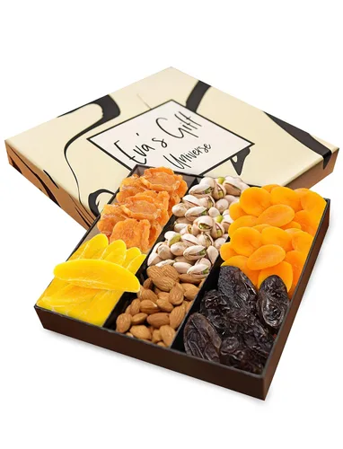 Vista 6 de Anna and Sarah Cesta de regalo, frutas secas mixtas y nueces en caja, peras secas elegantes, dátiles Medjool, albaricoque seco, mango seco, pistacho