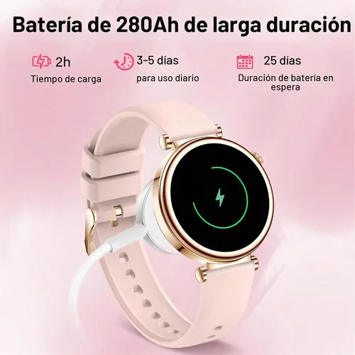 Vista 9 de Reloj inteligente para mujer (respuesta/hacer llamada) 1.27" HD Fitness Rosa