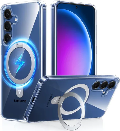 Vista 12 de TORRAS Funda magnética de albaricoque pálido para Galaxy S25 Ultra [compatible con Magsafe] soporte de anillo, a prueba de golpes, translúcida