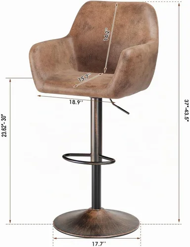 Vista 2 de Keyluv Juego de 2 taburetes de bar para encimera de cocina, taburetes de bar de altura giratoria ajustable de 29 pulgadas, sillas de bar de piel