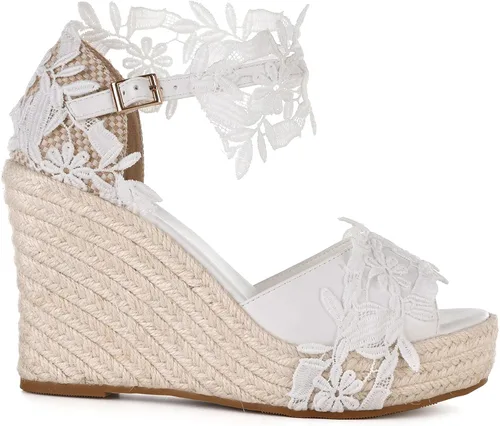 Vista 2 de Sandalias de plataforma de cuña para mujer sandalias de verano con correa de tobillo abierta