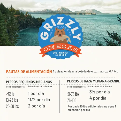 Vista 6 de Grizzly Salmon Plus Omega 3-6-9 Suplemento alimenticio para perros y gatos, 4 onzas