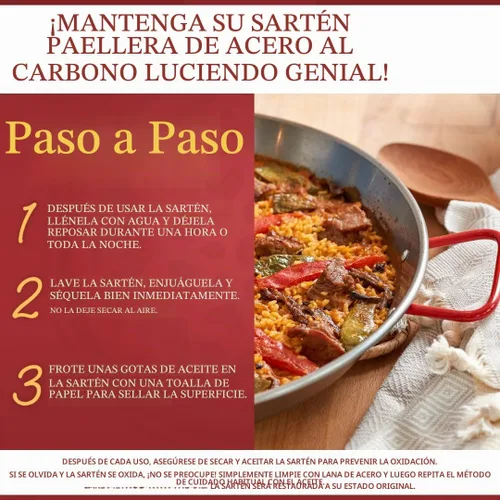 Vista 5 de Garcima olla para paella de acero al carbono, 16 pulgadas