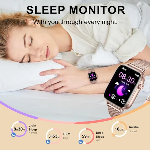 Vista 5 de Relojes inteligentes para mujer, reloj HD de 1.83 y 1.27 pulgadas con llamadas y mensajes/frecuencia cardíaca/sueño/ciclo femenino, reloj