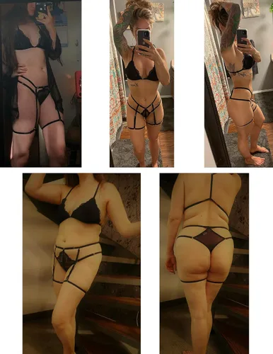 Vista 2 de Avidlove Conjunto de lencería para mujer con ligueros, brasier sexy y bragas con tirantes