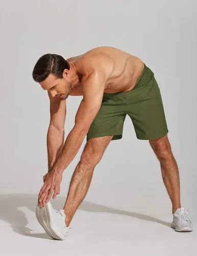 Vista 4 de COOFANDY Pantalones cortos de entrenamiento para hombre de 7 pulgadas, paquete de 2 pantalones cortos de entrenamiento ajustados de secado rápido
