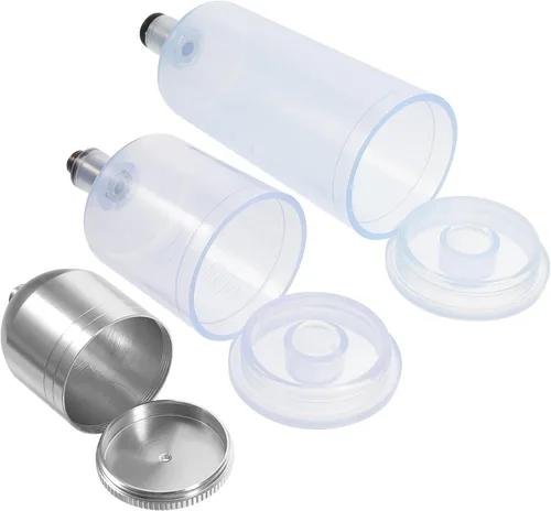 Vista 9 de Luxshiny Dispensador de olla de repuesto para aerógrafo, contenedor transparente, jarra para uñas, botella de aerógrafo para uñas, botellas