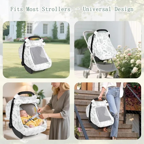 Vista 12 de Funda de muselina para asiento de automóvil para bebé con ventana de malla extragrande, funda transpirable para asiento de automóvil infantil