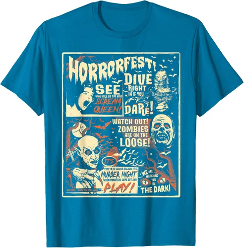 Vista 9 de Camiseta de terror vintage con póster de Halloween y película de terror Negro