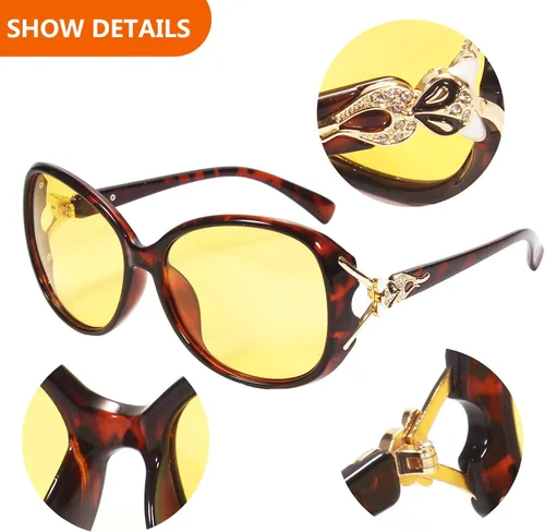 Vista 3 de Loovit Gafas de sol polarizadas HD para mujer con visión nocturna elegantes gafas de conducción nocturna antirreflejos