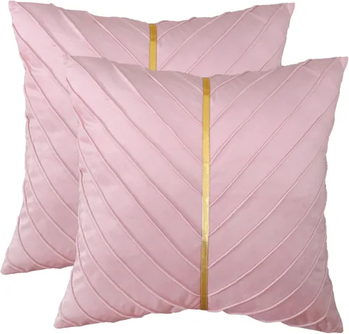 Vista 31 de Fundas de Almohada Decorativas de Terciopelo Verde Aguamarina de 16 x 16 pulgadas, Paquete de 2 con Cuero Dorado Decorativo de Navidad, Fundas