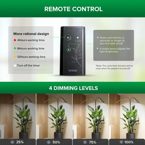 Vista 2 de SANSI Luz de cultivo para plantas de interior, luces LED de 3 cabezales para cultivo en interiores, espectro completo de 79 a 90 pulgadas de altura