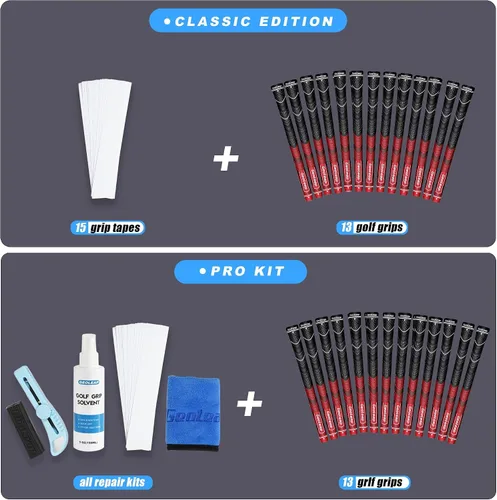 Vista 8 de Geoleap Golf Grips Set of 13- Grips with Tapes and Grips with All Repair Kits for Choice,Hybrid Golf Club Grips All Weather Contral, High Feedback &