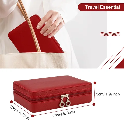 Vista 5 de DesignSter Joyero pequeño Estuche de joyería de viaje de piel sintética, organizador de joyas para collar, aretes, anillos, regalos para niñas