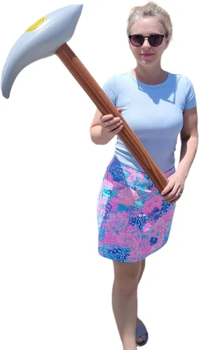Vista 2 de Pick Axe Inflate (33") Madera y Color Plata. Juguete Inflable Herramienta para Niños. Recuerdo de Fiesta