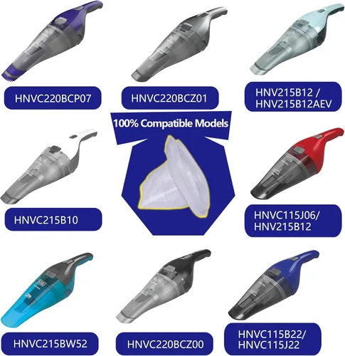 Vista 3 de Filtro de repuesto HNVCF10 para aspiradora de mano Black and Decker Dustbuster HNV215B12, HNVC215B10, HNVC115J06, HNVC115B22, HNVC220BCZ01