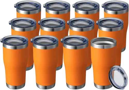 Vista 14 de HASLE OUTFITTERS Vaso de 20 onzas a granel, vasos de acero inoxidable con tapa, vaso aislado al vacío, taza de doble pared con recubrimiento