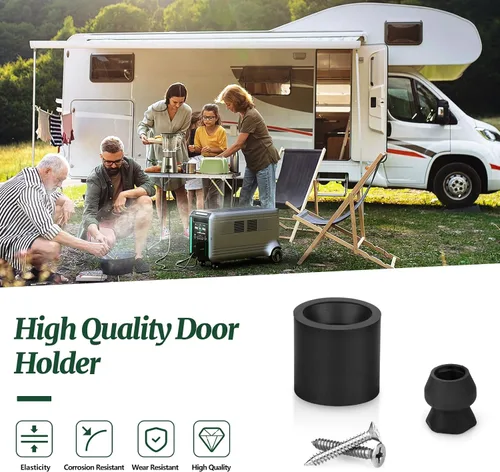 Vista 2 de Kit de soporte para puerta de remolque de perfil bajo con protector de goma, se ajusta a remolque de RV - Juego de 2