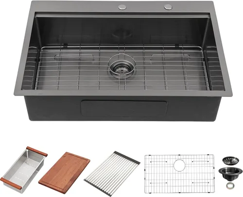 Vista 26 de Fregadero de cocina para exteriores 15 x 15 pulgadas, fregadero de bar de 15 x 15 pulgadas, fregaderos de cocina de acero inoxidable de calibre 16