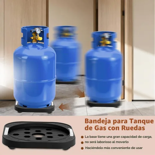 Vista 6 de iplusmile Bandeja de tanque de gas, base de cilindro de propano móvil, bandeja de soporte de tanque de propano con rueda para envío de cilindros