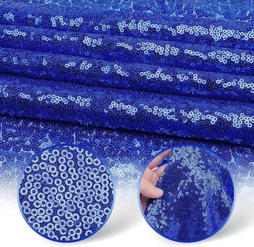 Vista 2 de yuboo Paquete de 6 caminos de mesa de lentejuelas azul rey de 12 x 72 pulgadas con purpurina a granel para decoraciones de bodas, fiestas