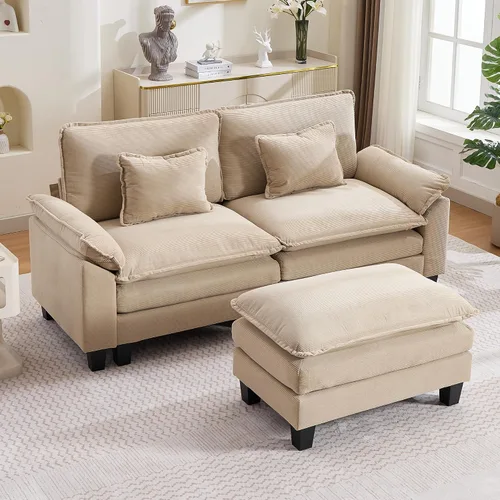 Vista 55 de URRED - Sofá seccional modular Cloud, sofá moderno en forma de L de 87" con profundidad de asiento con otomana y almohadas, ultra cómodo sofá