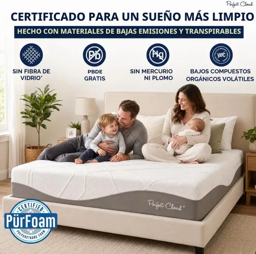 Vista 7 de Colchón de espuma de memoria Gel-Max UltraPlush de 10 pulgadas, diseño chulo, de Perfect Cloud, Memory Foam, Blanco, gris