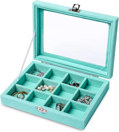 Vista 9 de Frebeauty Bandeja organizadora de anillos de terciopelo pequeña Beige