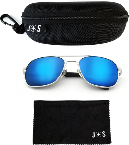 Vista 2 de J+S Lentes de sol de aviador cuadrados clásicos de estilo militar, polarizados, 100% protección UV para hombres y mujeres