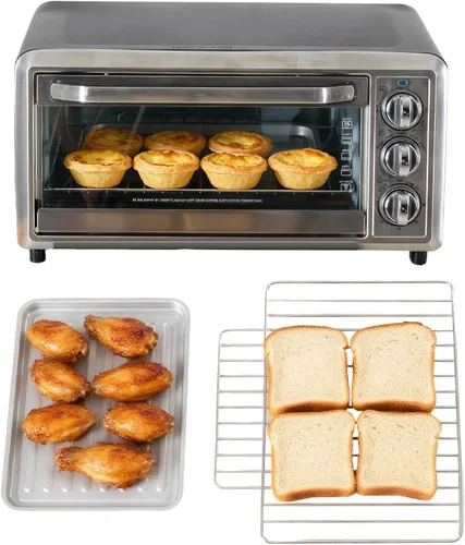 Vista 4 de OLIXIS Hornos tostadores para encimera de 19 cuartos de galón, horneado, tostado, asador, pizza y caliente, 1300 W, temporizador de 30 minutos