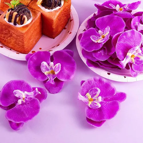 Vista 6 de 40 pétalos de orquídea, decoraciones artificiales, cabezas de orquídeas, flores, de seda sintética, Phalaenopsis, cabezas de flores de mariposa