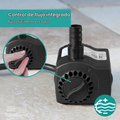 Vista 6 de TotalPond - Bomba de fuente de 160 GPH con función de apagado de agua baja, apagado automático para evitar el desgaste de la bomba, altura de bombeo