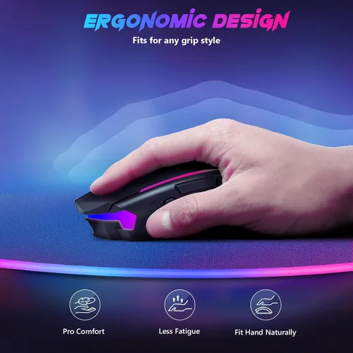 Vista 8 de Redragon Mouse para juegos, mouse inalámbrico para juegos con 8000 DPI, ratones para juegos de PC con botón de fuego, mouse ergonómico programable