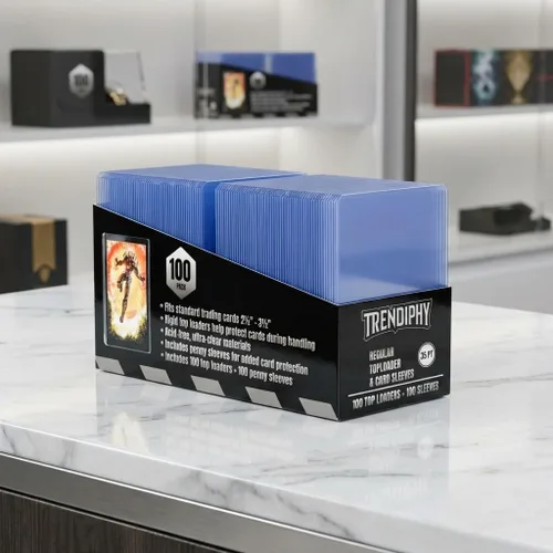 Vista 7 de Paquete de 100 portatarjetas Top Loader con 100 fundas de centavo – Rígidos 3x4 Toploaders con revestimiento de película protectora, protectores