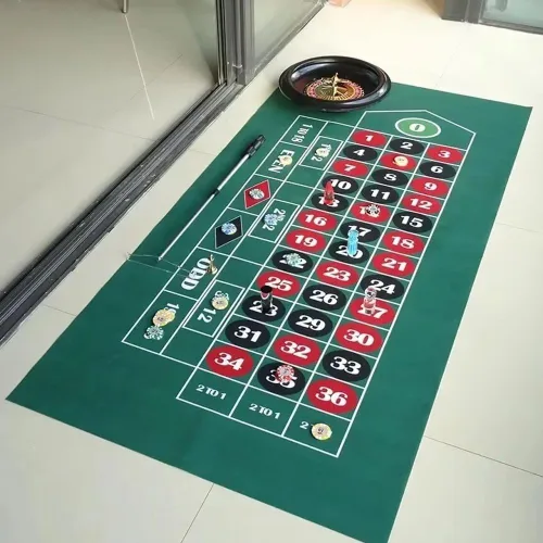 Vista 4 de Alfombrilla de diseño de ruleta de 70.9 x 35.4 in, portátil, para juegos de ruleta