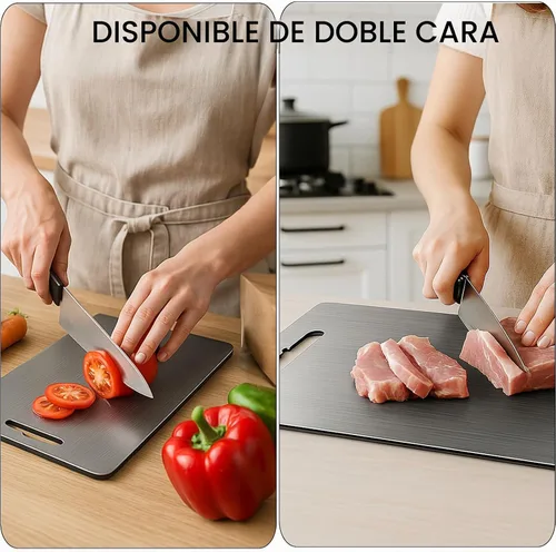 Vista 4 de Tabla de cortar de titanio, tablas de cortar para cocina, tablas de cortar de titanio de doble cara de grado alimenticio, perfectas para cortar