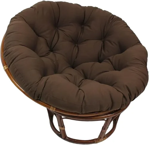 Vista 9 de International Caravan Furniture Piece - Silla Papasan de ratán de 42 pulgadas con cojín de sarga sólida
