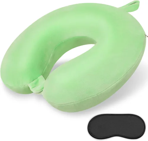 Vista 14 de Almohada de Espuma Viscoelástica para el Cuello, Cómoda Almohada de Viaje para el Cuello, Soporte para Cuello y Cabeza, Ligera y Portátil, Almohada