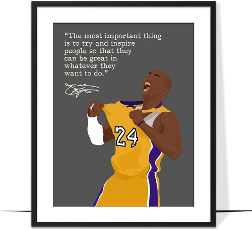Vista 15 de LOLUIS Arte de pared con cita motivacional, arte dibujado a mano de la superestrella del baloncesto, decoración temática deportiva, dormitorio